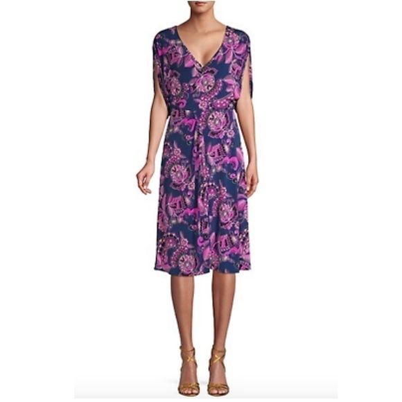 Trina Turk Paisley Print Faux Wrap‎ Jersey Dress - Picture 1 of 16